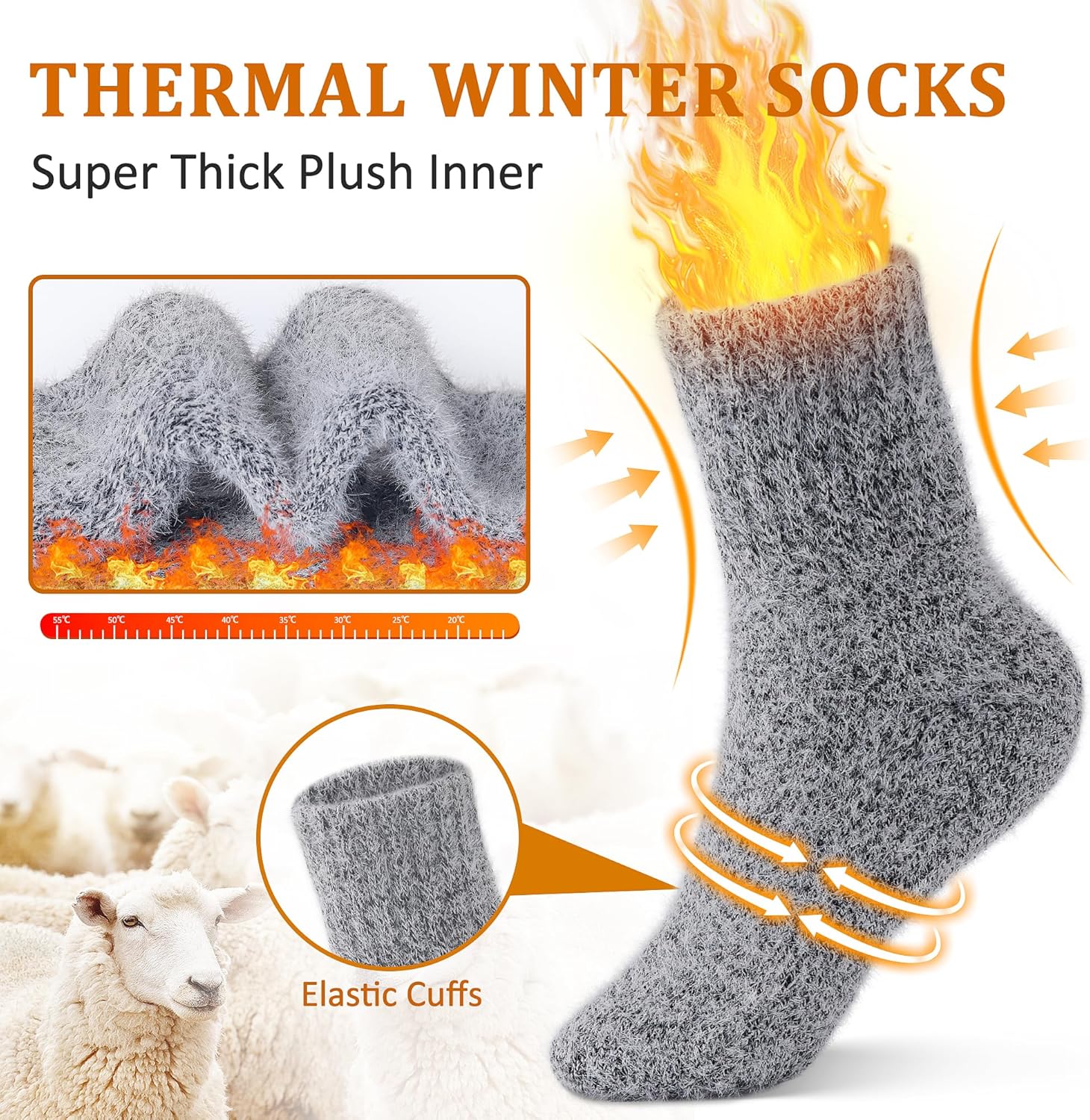 Fuzzy Socks For Women 5 Pairs Thermal Thick Winter Warm Cozy Comfy Fluffy Slipper Socks Gifts for Women - Image 3