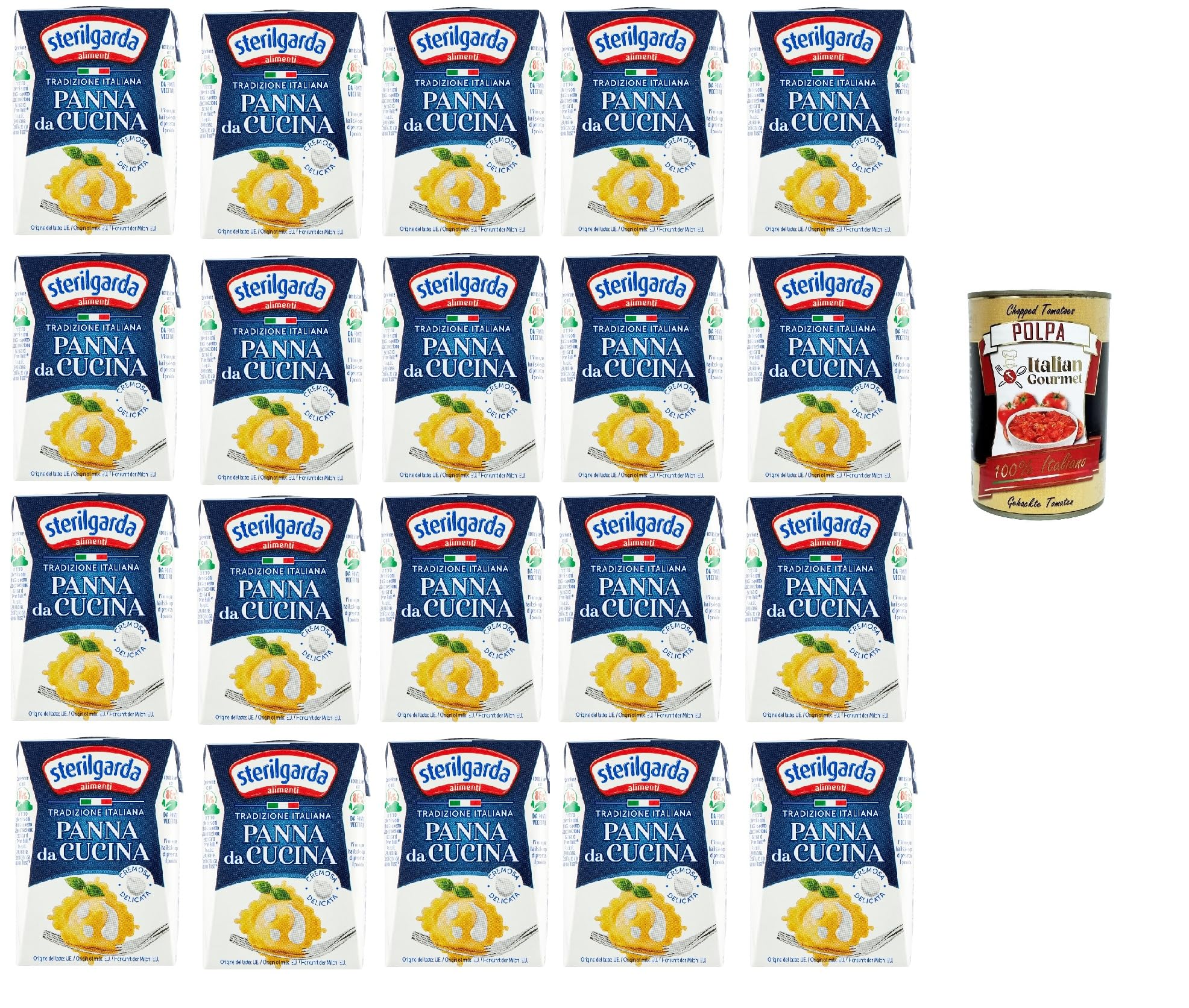 Sterilgarda Panna da Cucina, Italienische Kochsahne, 20 x 200 ml Packung, + Italian Gourmet polpa 400g