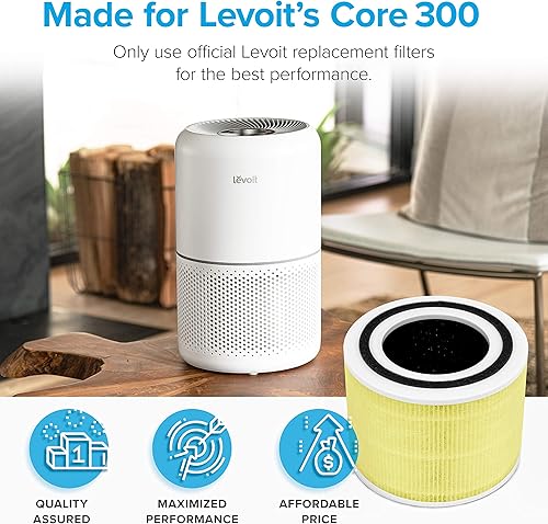 Vista 54 de LEVOIT Core300-P - Purificador de aire para alergias en el hogar, pelo de mascotas en dormitorio, cubre hasta 1073 pies cuadrados por 56 W, motor
