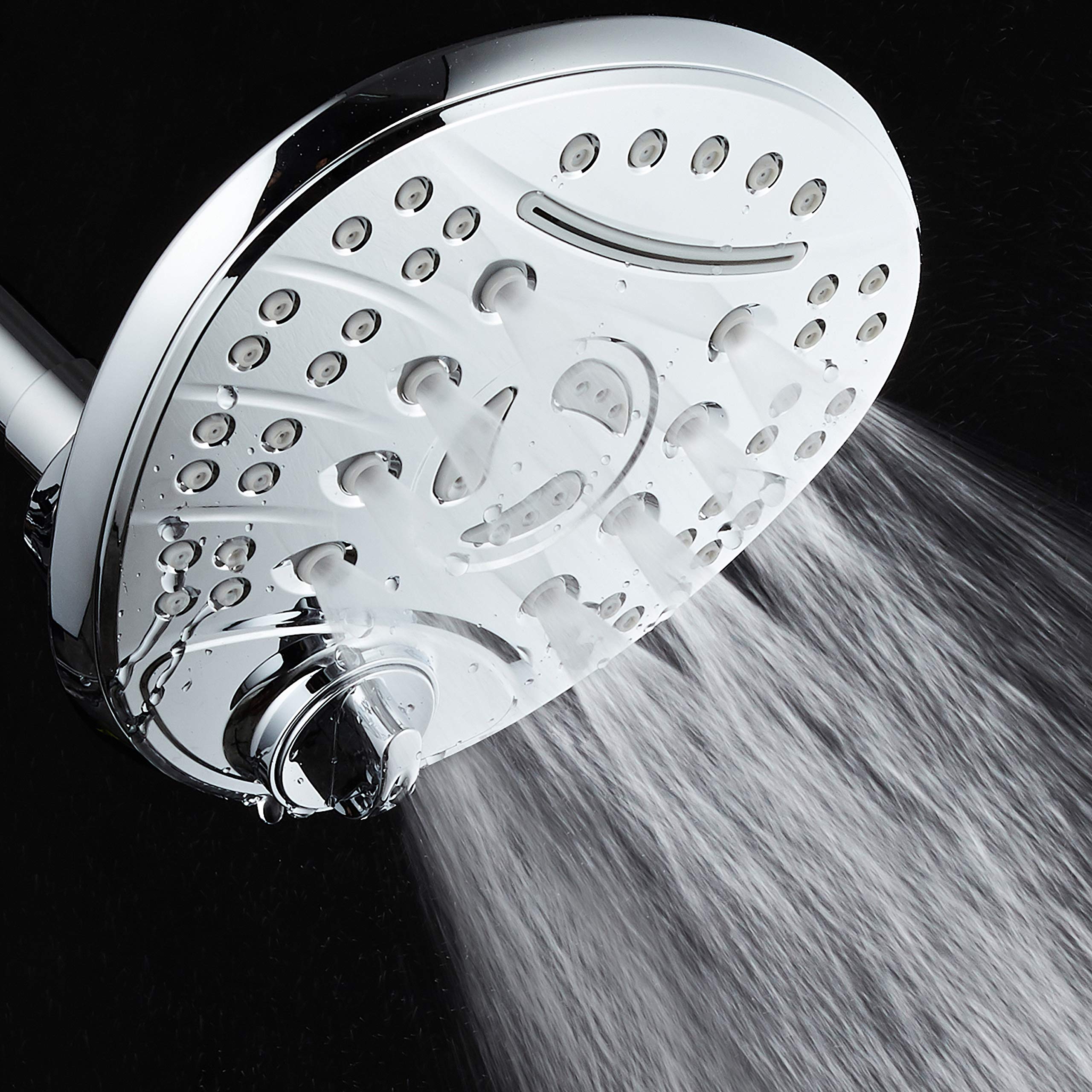 DreamSpa Alcachofa de ducha de alta presión de 7 pulgadas de lujo con cascada – Moderno ajuste de altura alta con interruptor de control de flujo de bajo alcance, acabado cromado – Top American Brand