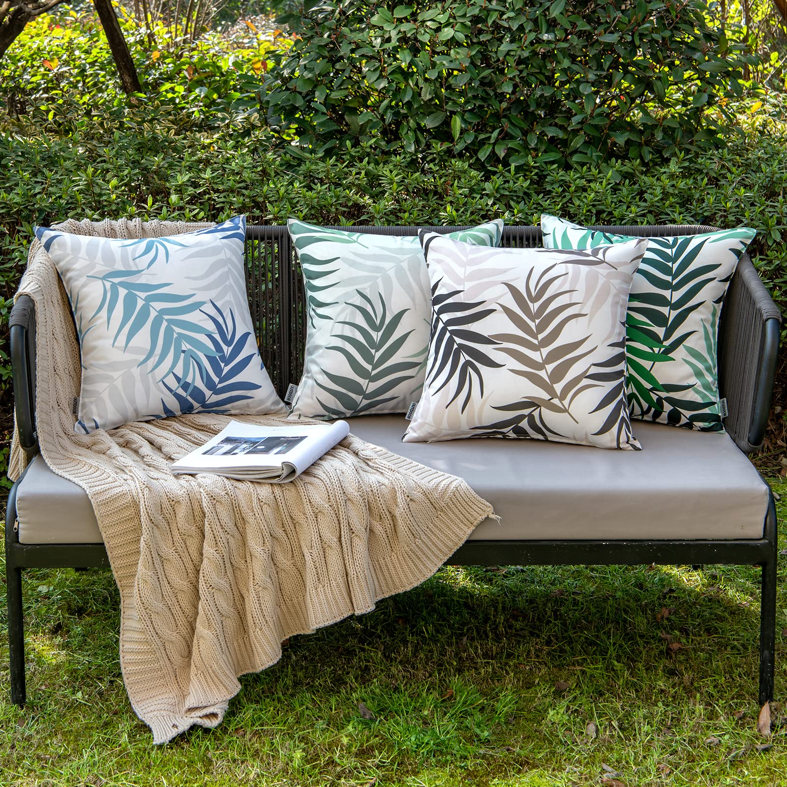 MIULEE 2 Federe Per Cuscini 45x45 Cm – Impermeabili, Con Cerniera Invisibile, Righe Eleganti, Per Interni Ed Esterni, Nero - 2