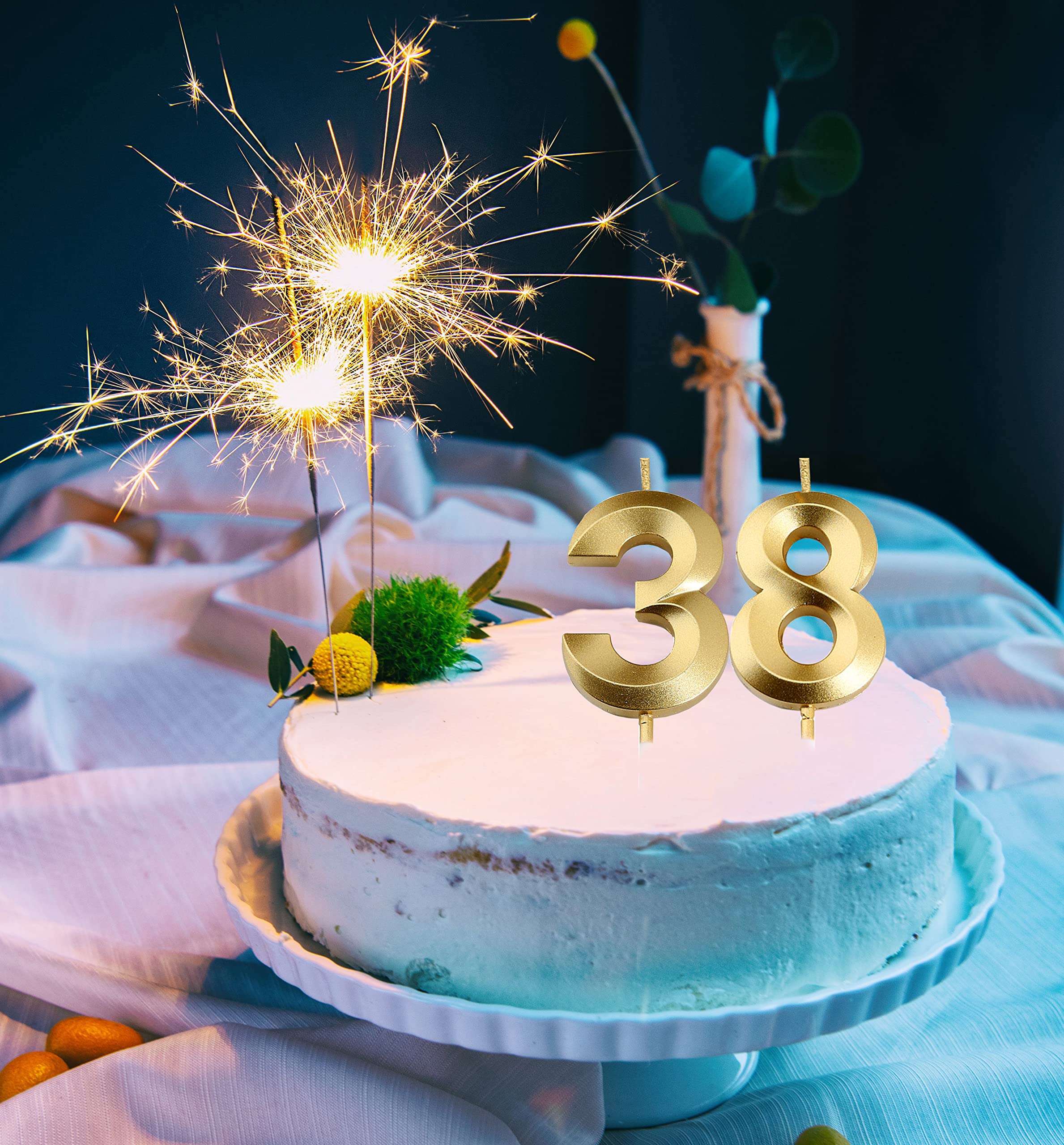 バースデーキャンドル Amazon.com: Gold 38th & 83rd Birthday Candles,Gold Number 38 83