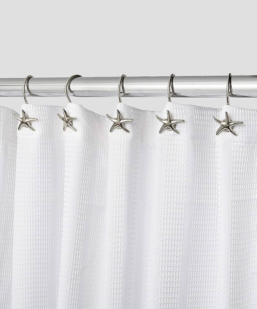 Decorative Star Fish Chrome Shower Curtain Hooks - Upgrade Your Bathroom Style A