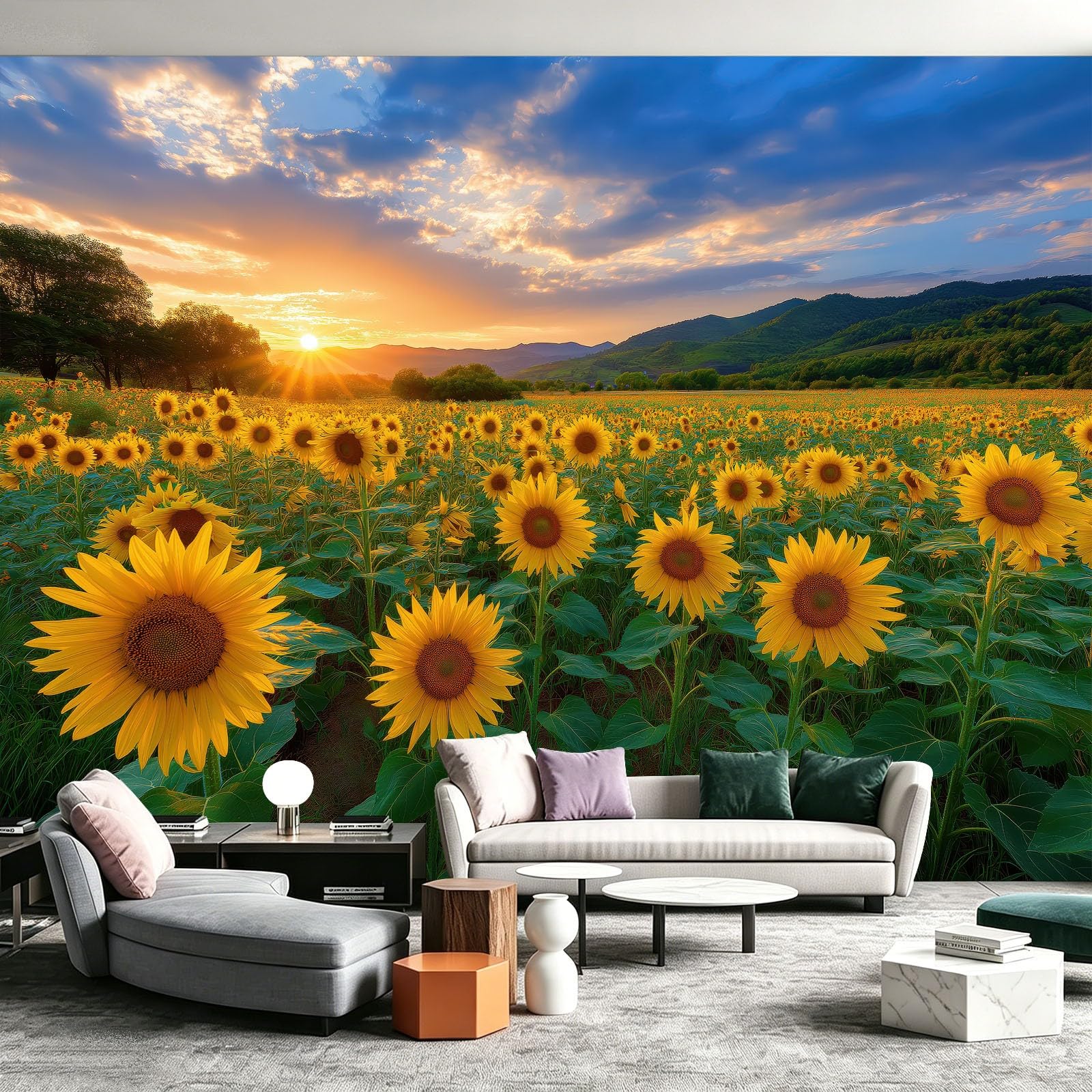 WTD - Papel pintado fotográfico (fieltro, 300 x 210 cm), diseño de girasoles