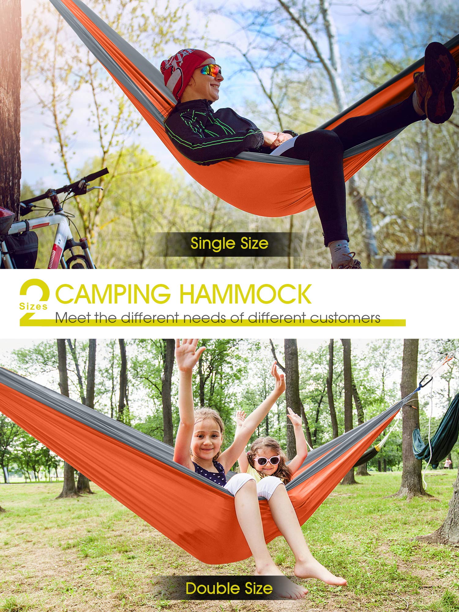 Kootek Camping Hammock Double & Single Portable Hammocks with 2 Tree