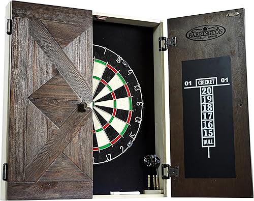 Miniatura 2 de Barrington - Diana de dardos de varios estilos premontada, colección de gabinetes de dardos de madera con cerdas de 18 pulgadas y juego de dardos de