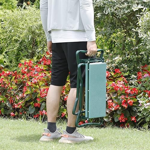 Miniatura 6 de Nouva Asiento de jardín con bolsa de herramientas gratis, banco de jardín plegable de acero con espuma EVA suave amplia, grandes herramientas para