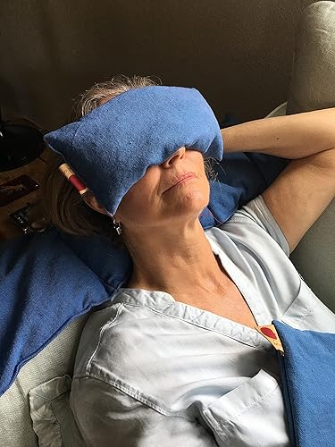 Miniatura 5 de Almohada para ojos Blue Denim Cherry Pit-Stone, compresa calientefría para microondas, almohadilla térmica sostenible, calor húmedo, alivio del