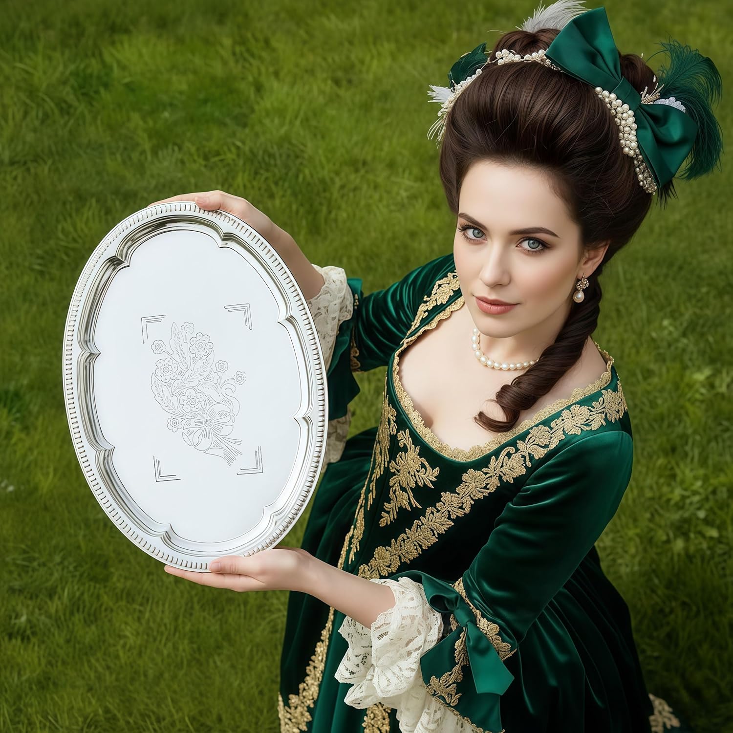 6-Pack Large Silver Serving Trays (16" x 12") – Oval Floral Engraved Serving Platters for Parties, Weddings, Birthdays, Festive Occasions – Mirror Trays for Appetizers, Charcuterie, Cookies, Desserts