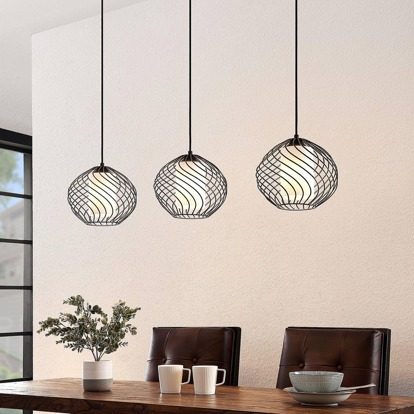 Lindby Pendelleuchte Cedrice (Retro, Vintage Antik) in Schwarz aus Metall (3 flammig E27) - Deckenlampe Esstischlampe Hängelampe Hängeleuchte Wohnzimmerleuchte