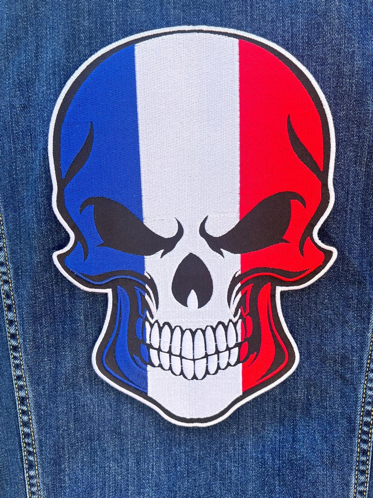 Écusson Thermocollant Tête De Mort/Drapeau Crâne Patch à Coudre/à Repasser | Application Crâne Pour Tous Les Tissus | 90x65mm