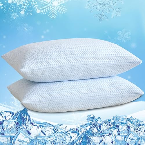 DOWNCOOL Cooling Pillow King Size Set of 2, Adjustable Shredded Memory Foam Pillows for Sleeping, Cool Bed Pillows for Hot Sleepers, Soft Supportive Firm Pillow for Side Back Stomach Sleepers, 20"X36"