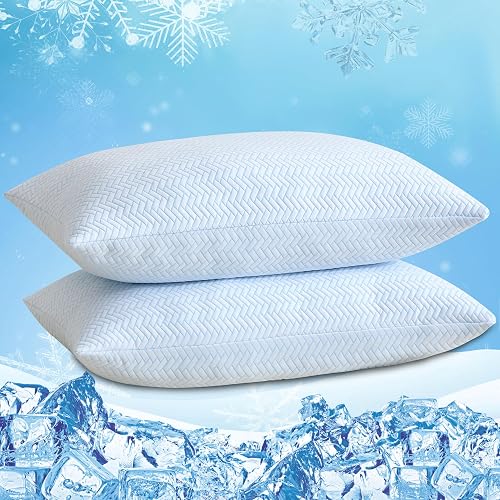 DOWNCOOL Cooling Pillow Queen Size Set of 2, Adjustable Shredded Memory Foam Pillows for Sleeping, Cool Bed Pillows for Hot Sleepers, Supportive Firm Pillow for Side Back Stomach Sleepers, 20"X30"