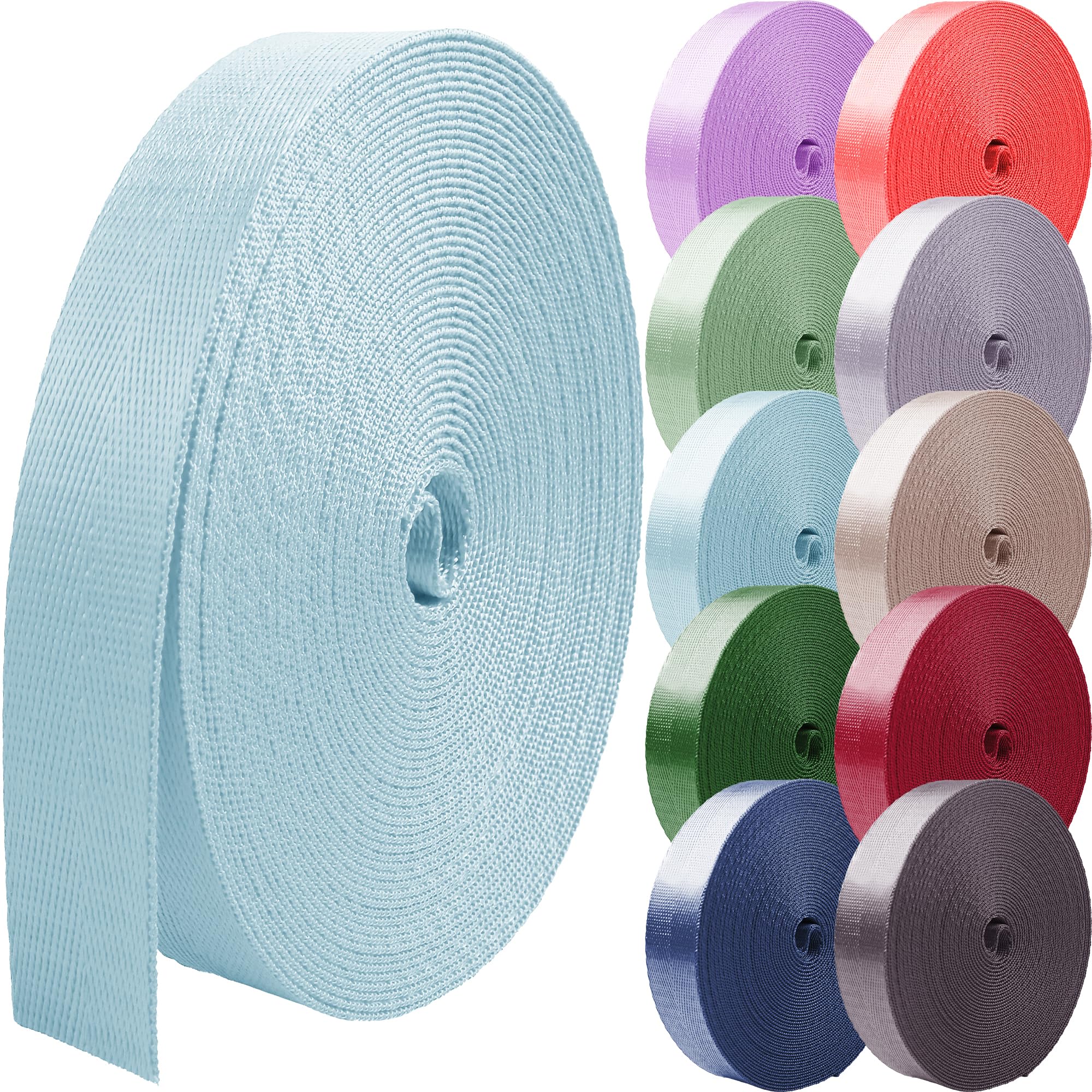 Nylon Webbing 1 inch 1.5 inch 2 inch Nylon Strap Backpack Straps Belt, 10 25 50 3.3 Yards Webbing