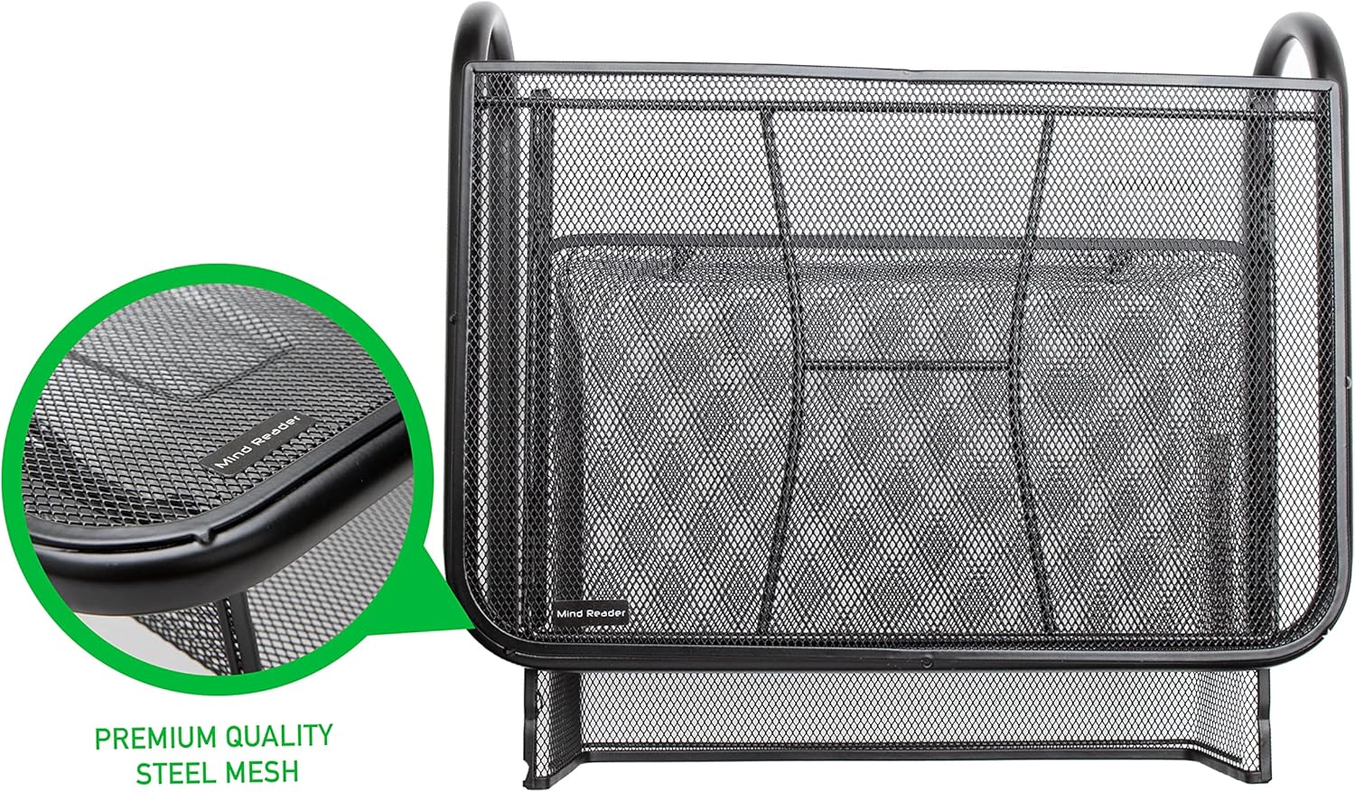 Mind Reader MESHKING-BLK Metal Mesh Monitor Stand Organizer with Storage Papers, Folders, Or Desk Accessories, Black w Drawer : Electronics