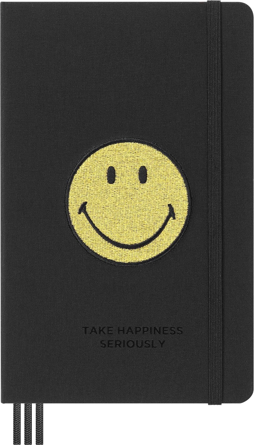 Moleskine Limited Edition Smiley Positivity Planner with Collector's Box, Hard Cover, Large (5" x 8.25"), Undated Planner, Black, 240 Pages