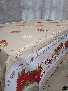 Tovaglia Rettangolare Antimacchia Fantasia STELLA con FIOCCO di NATALE 100% Idrorepellente Misura 140x180 Novita' 2020!!!!