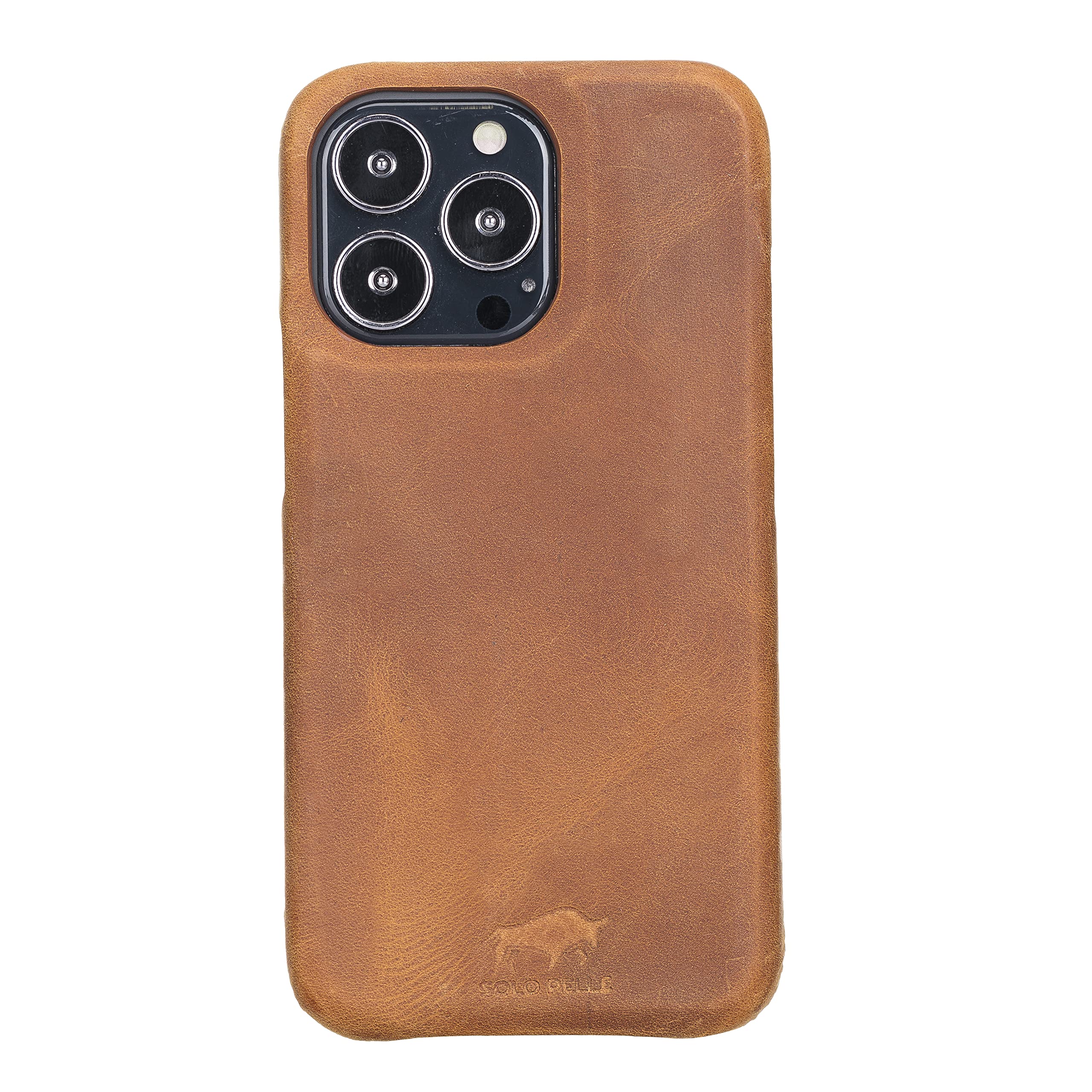 Solo Pelle Lederhülle kompatibel für iPhone 13 Pro in 6.1 Zoll abnehmbare Hülle (2in1) inkl. Kartenfächer für das original Apple iPhone 13 Pro (Vollleder Camel Braun)