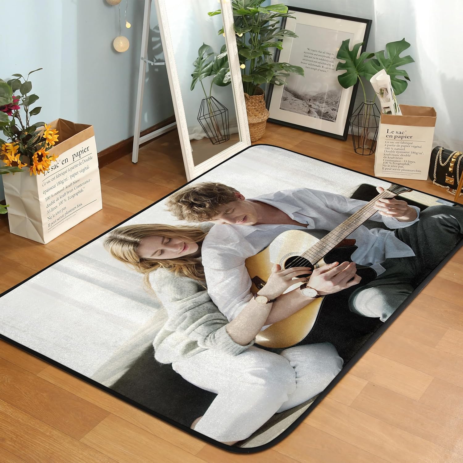 Custom Rug Personalized Area Carpet with Logo Image Text Photo, Non-Slip Machine Washable Low Pile Indoor Mat for Bedroom, Living Room, Kitchen (60 x 20 in)
