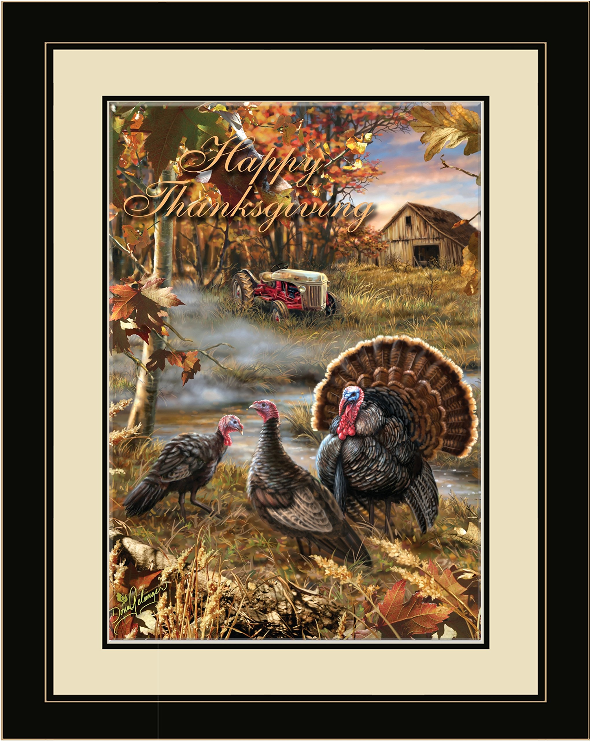 Northwest Art MallDG-6554 LFGDM TR Happy Thanksgiving Turkeys Framed Wall Art, 20 x 26