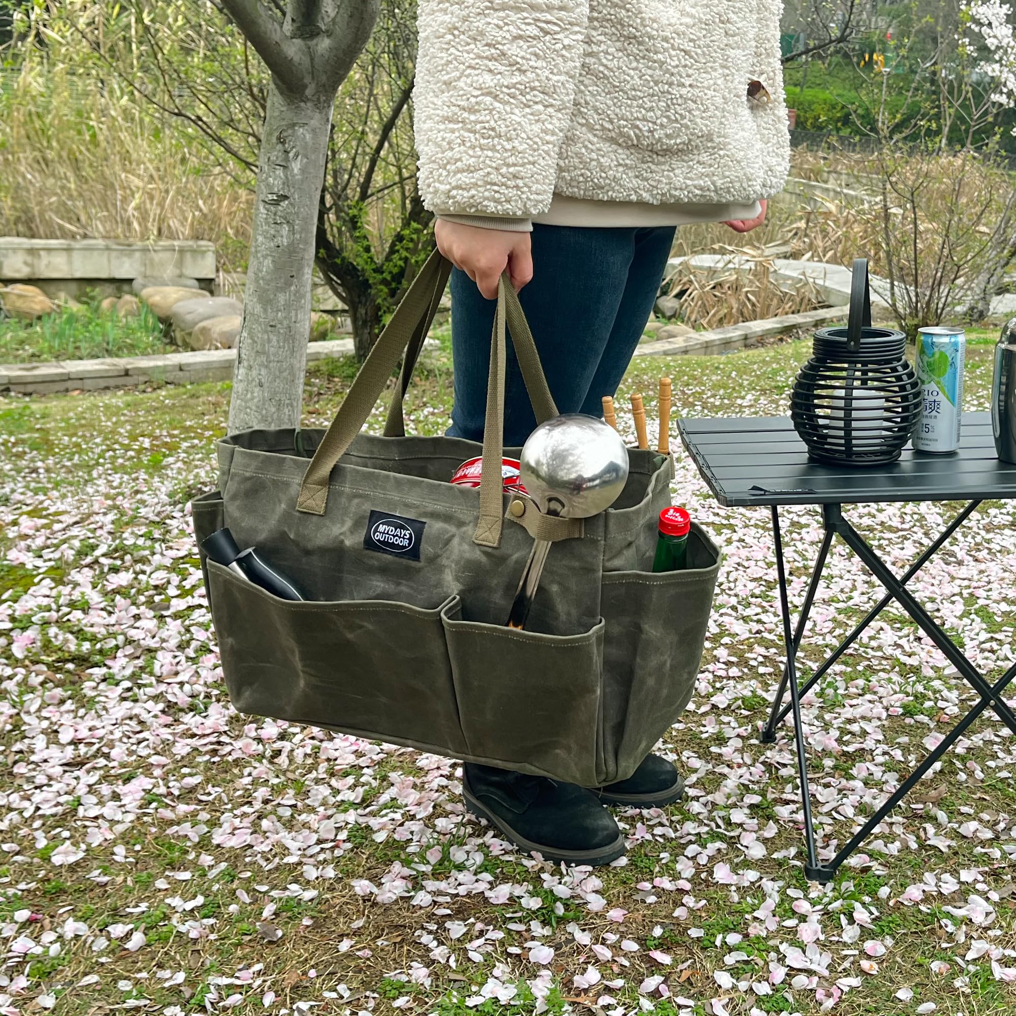 Borsa portatile per attrezzi da giardino, in tela cerata per legna da ardere