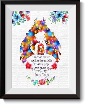 Uhomate Princess Belle Beauty and The Beast Beauty Beast Home Canvas Prints Wall Art Inspirational Quotes Wall Decor Living Room Bedroom Bathroom Artwork C018 5X7