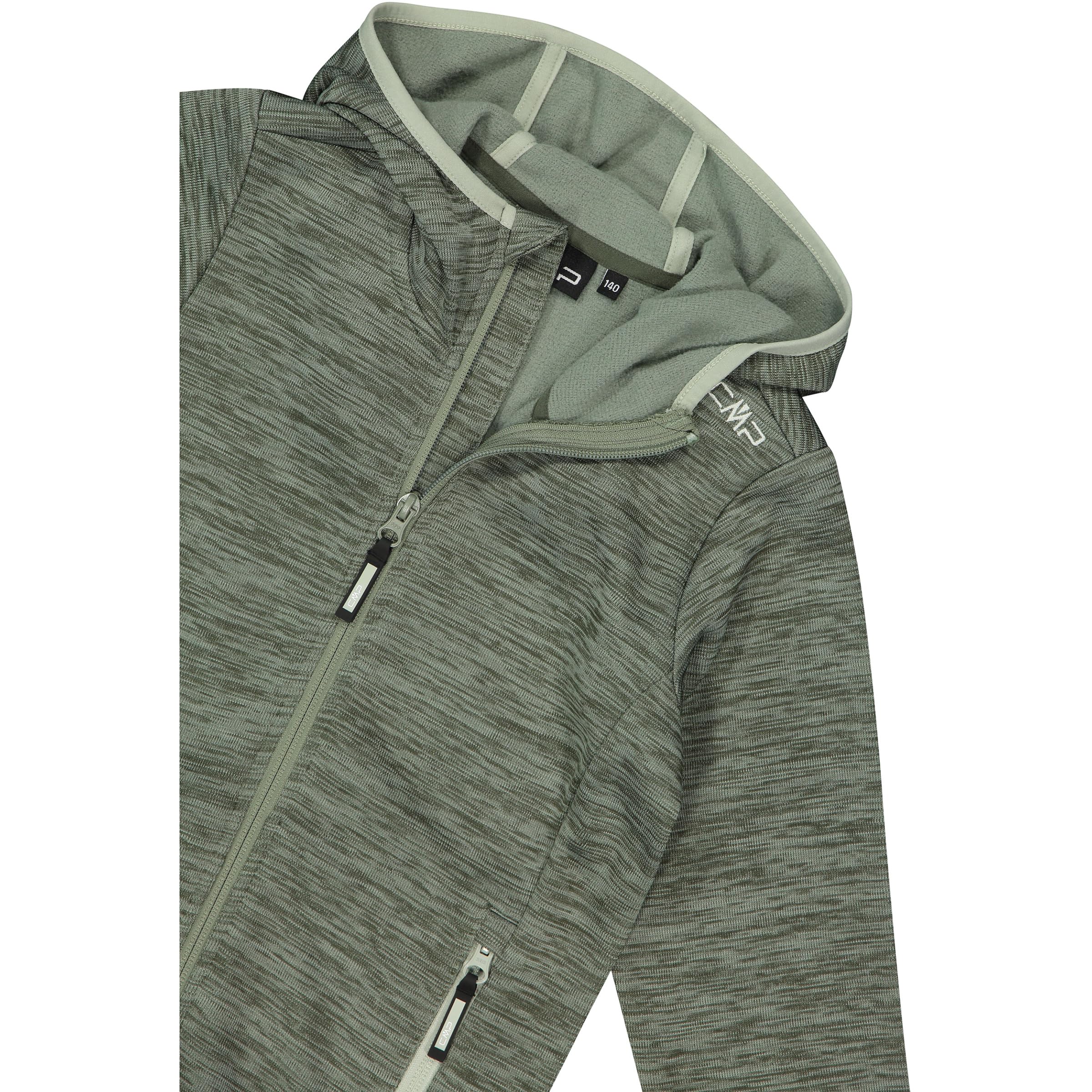 CMP Kinder Outdoor Jacke aus Knit Tech mit Kapuze Gr. 164 | Vielseitig als Außenschicht oder Midlayer tragbar, Frontreißverschluss mit Kinnschutz gegen Scheuern