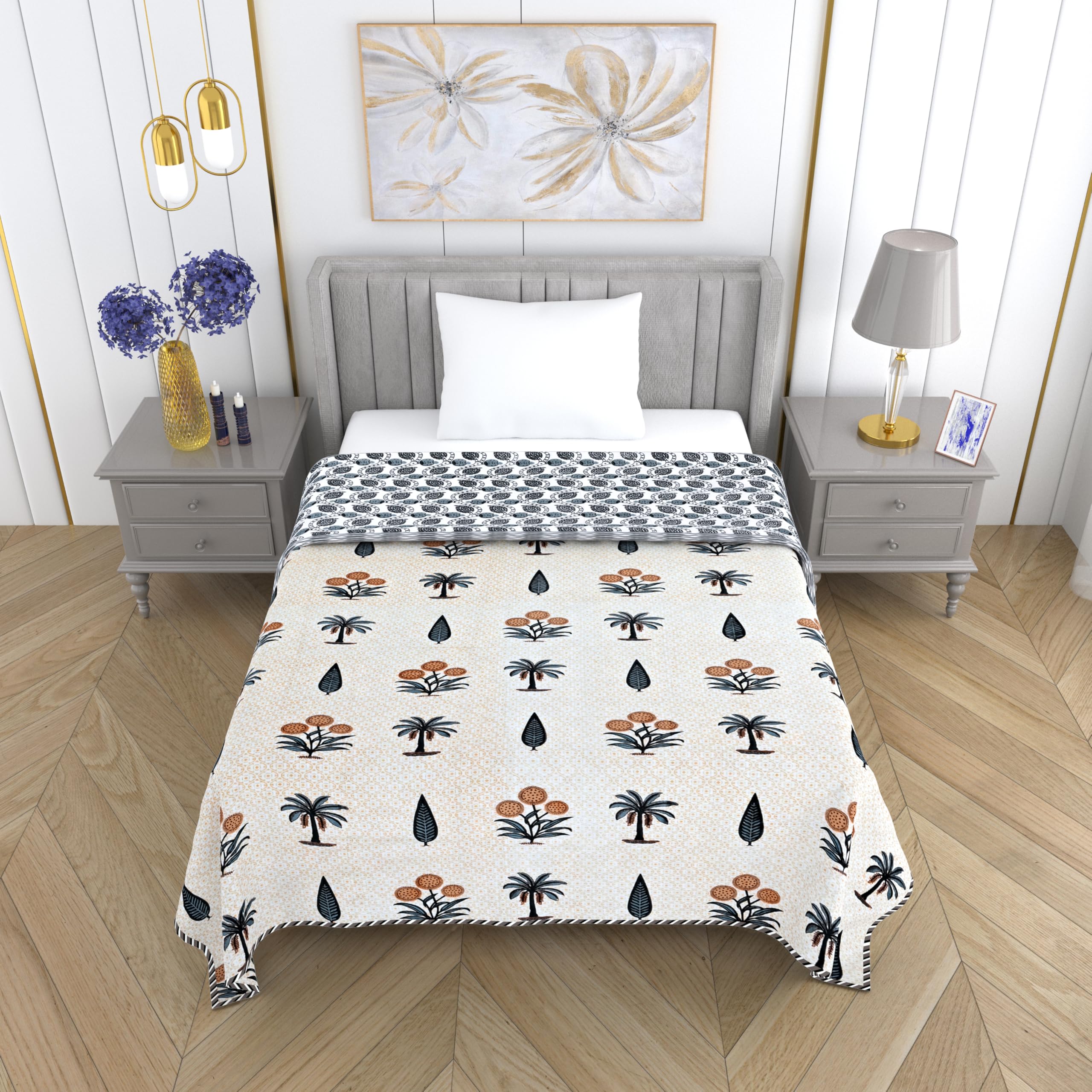 Mafatlal Royal Malmal Cotton Single Bed Dohar | 300 GSM | 58 x 88 Inch | Reversible All-Season AC Blanket, Ultra-Soft & Skin-Friendly | Cream-image-7
