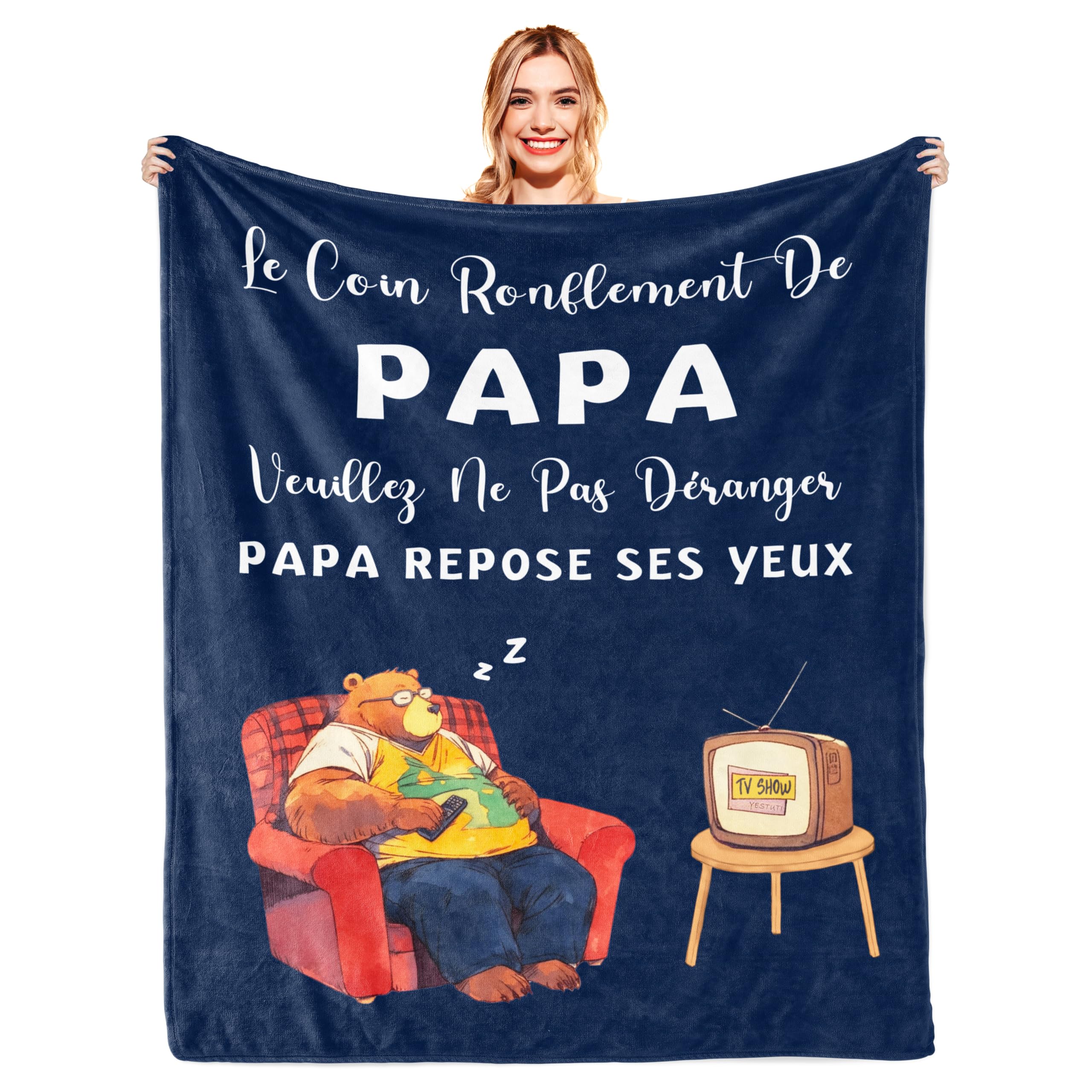 Couverture Super Papa 150x130cm plaid anniversaire