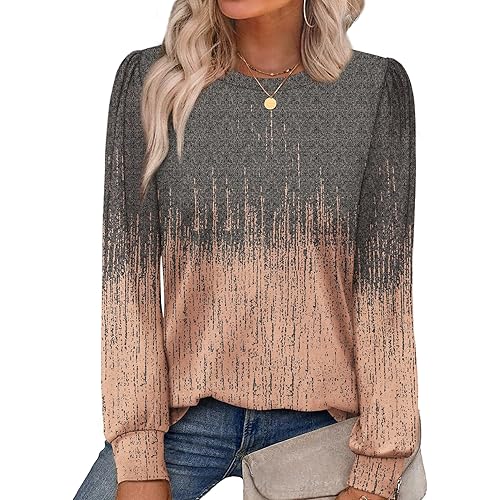 Alaroo Womens Long Sleeve Shirts 2025 Fall Tunic Tops Crewneck Blouses Print