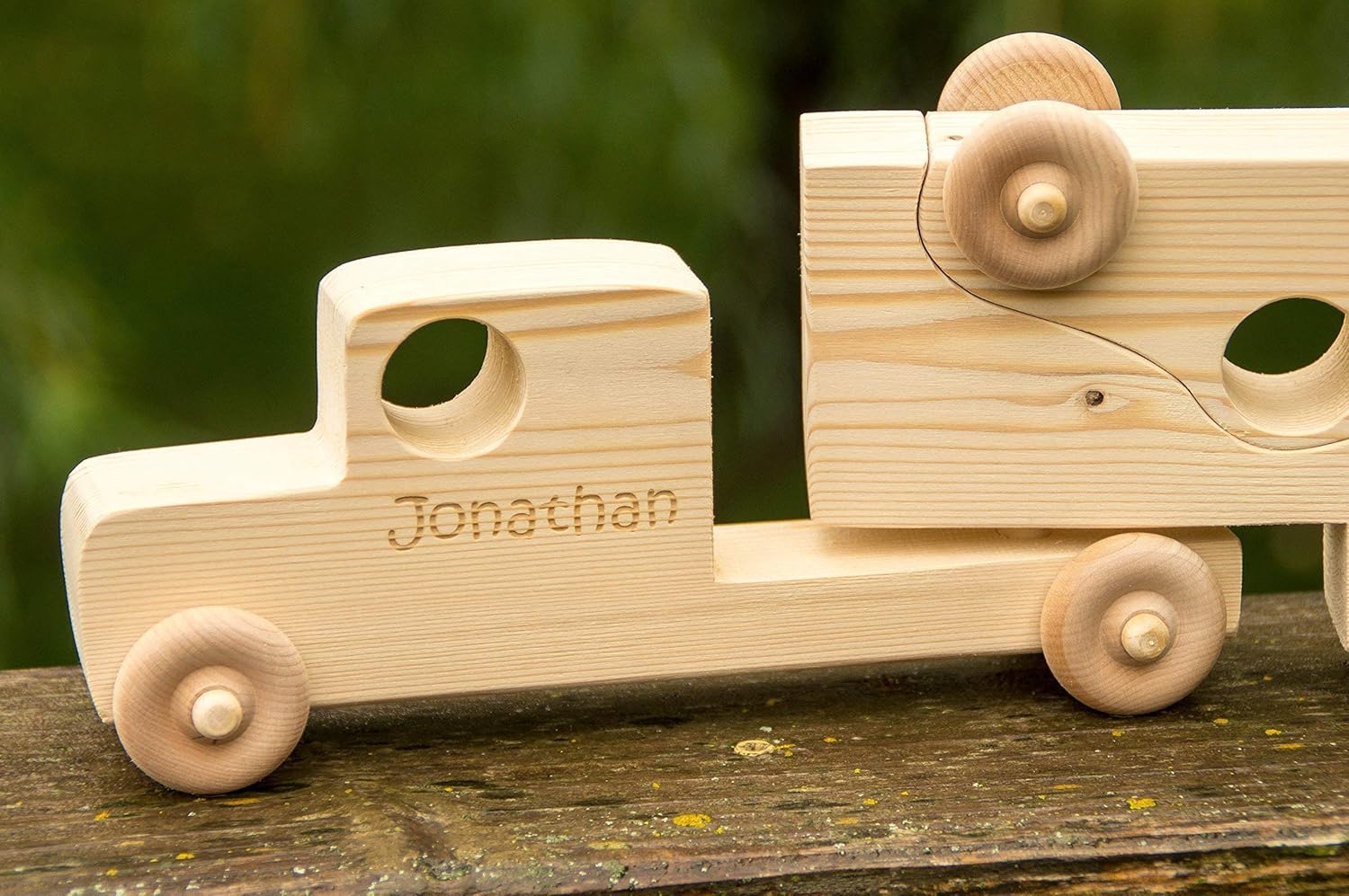 Wooden Toy Truck with Toy Cars - Personalized Toy - Semi Trailer Push Toy for Children and Toddlers