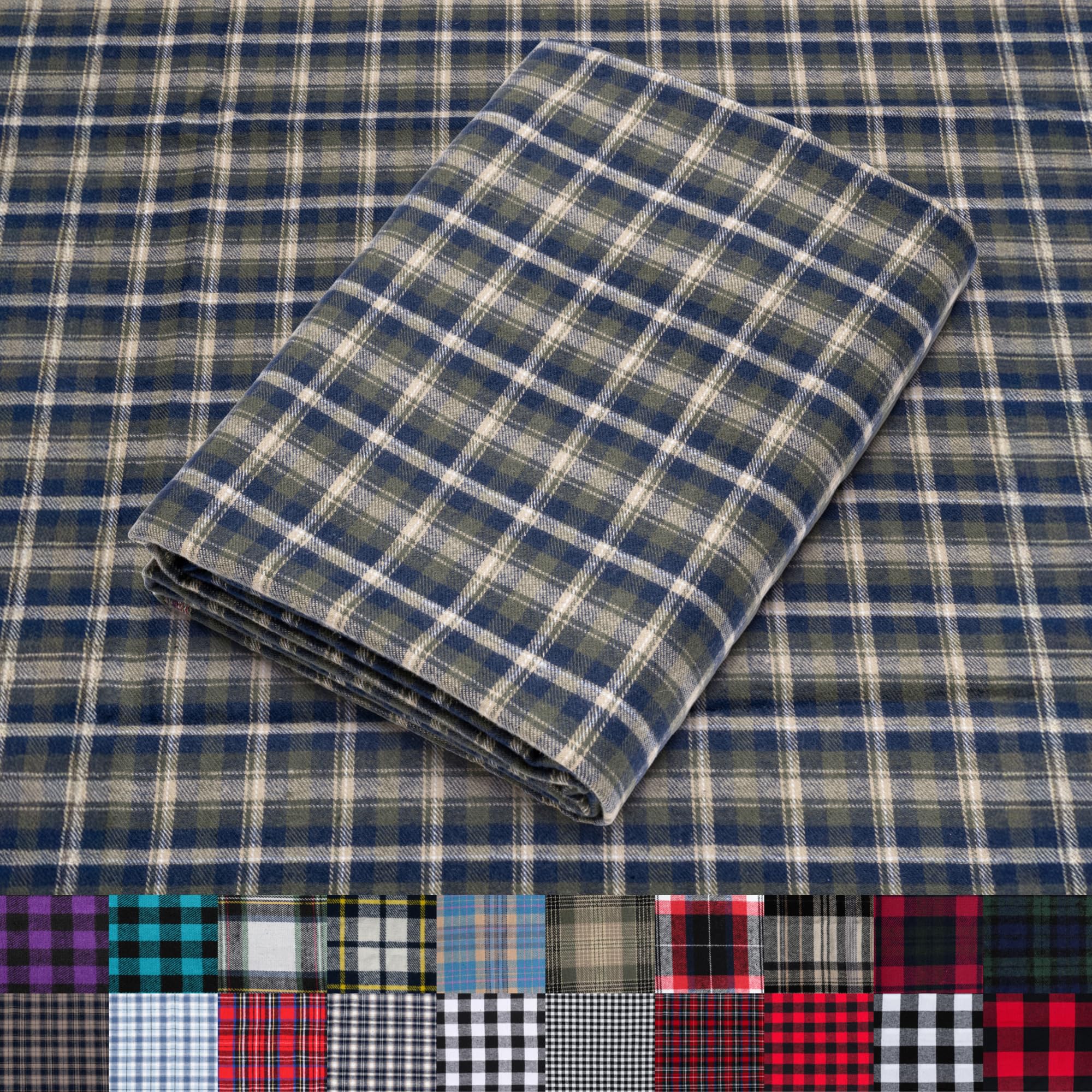 Pico Textiles 1 Yard Blue and Green Blackwatch Tartan Plaid Flannel Fabric - 60" Wide - 100% Cotton - Sold by The Yard - for Shirts, Scarves, Pajamas & Receiving Blankets — view 84