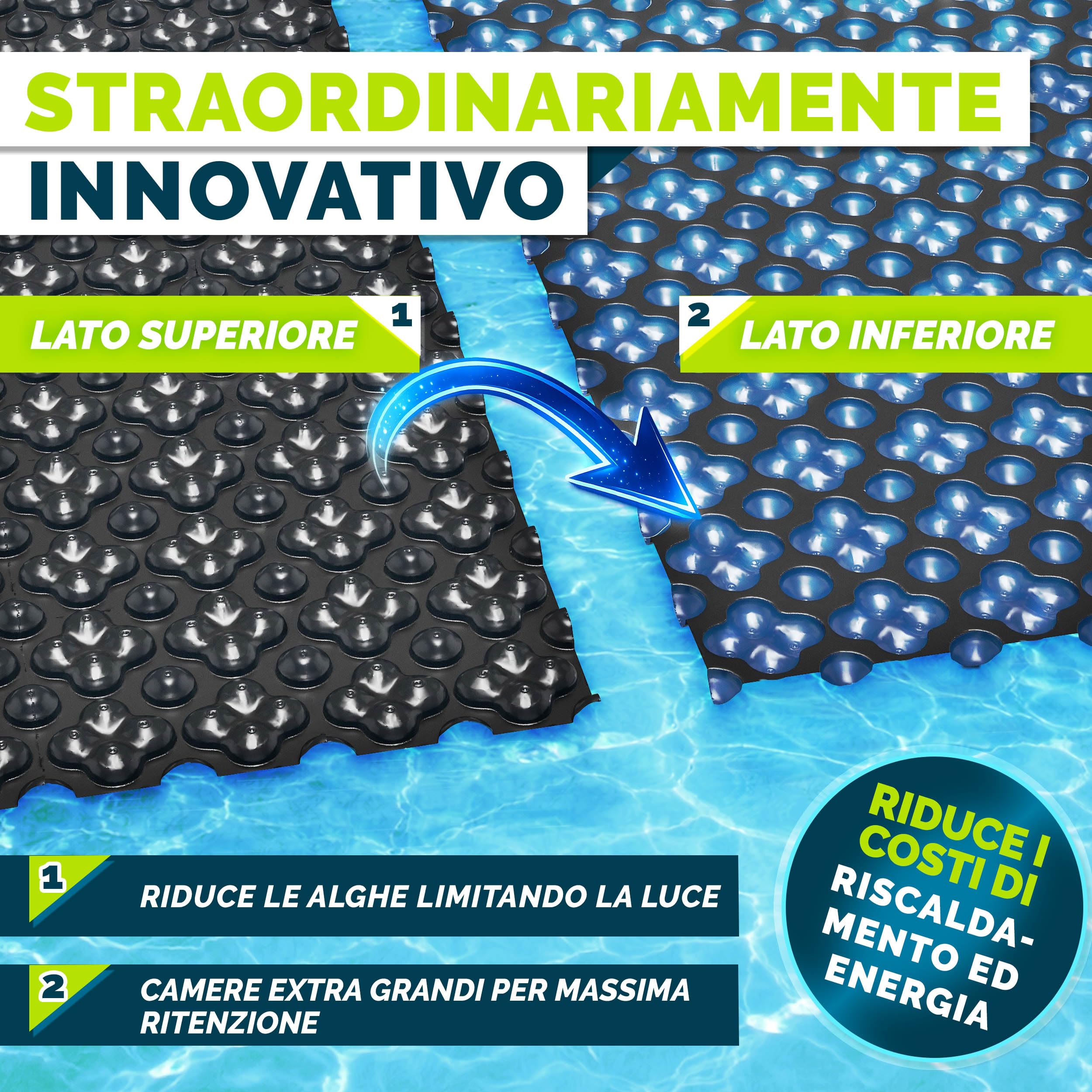 tillvex® Elite Telone Solare per Piscina 400 µm | Rettangolare 549 x 274 cm | Pellicola Termica Ritagliabile ProHeat QB4 | Copertura Solare per Riscaldamento dell'Acqua | ProHeat QB4 Telone di copertura solare di alta qualità, per riscaldamento dell'acqua