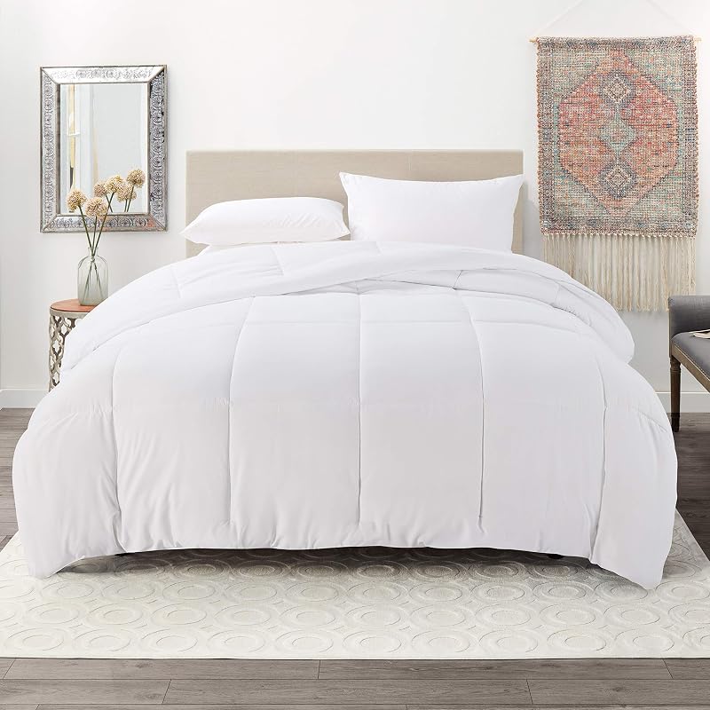 Nestl Down Alternative Comforter - Quilted Comforter - Queen Size Comforter - All Season Quilted Duvet Insert, White