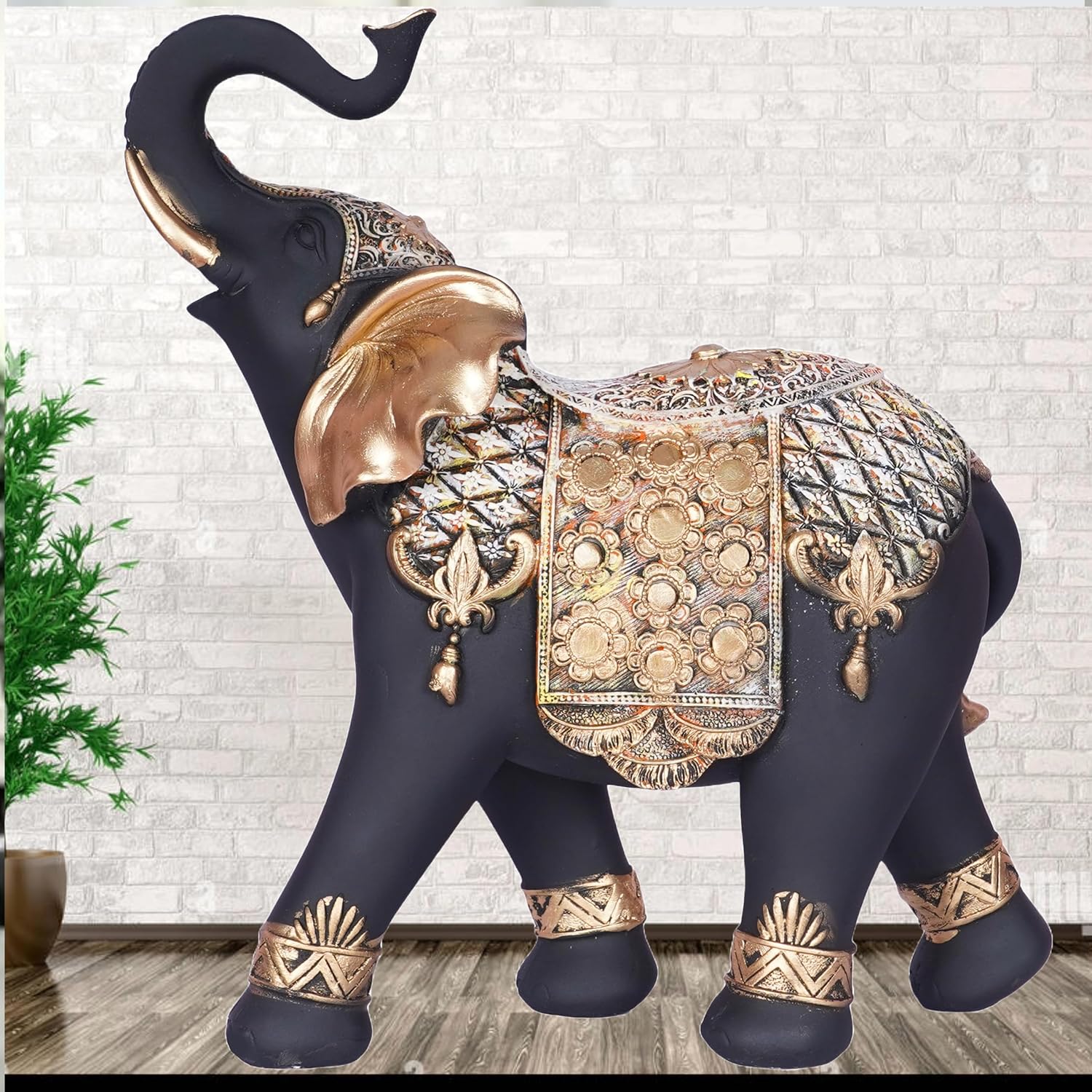 Buy ARADH Elephant Idols with Trunk Up for Luck Vastu Home Decor