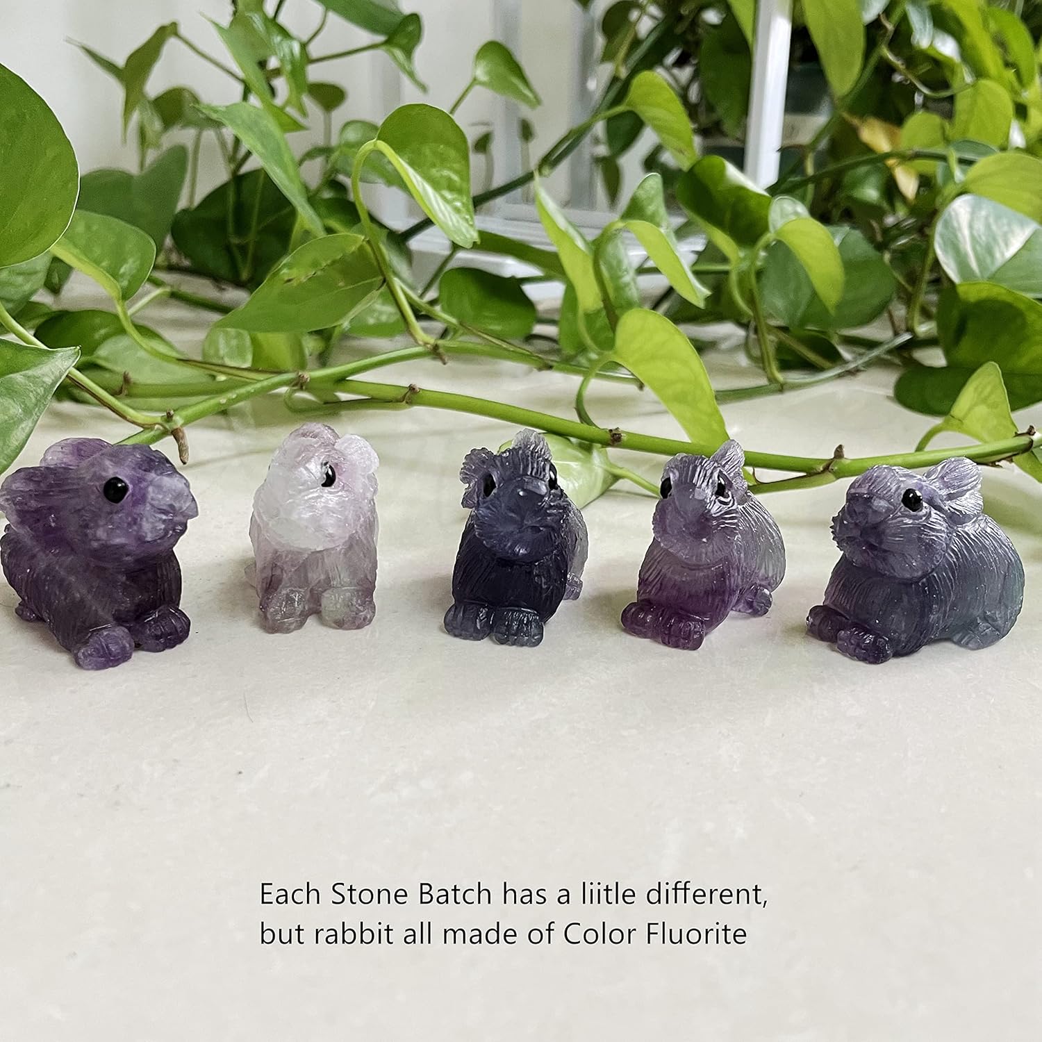 1.9”Crystal Rabbit Sculpture Statue Crafts Healing Reiki Pocket Gemstone Figurines Animal Collectible Home Decor