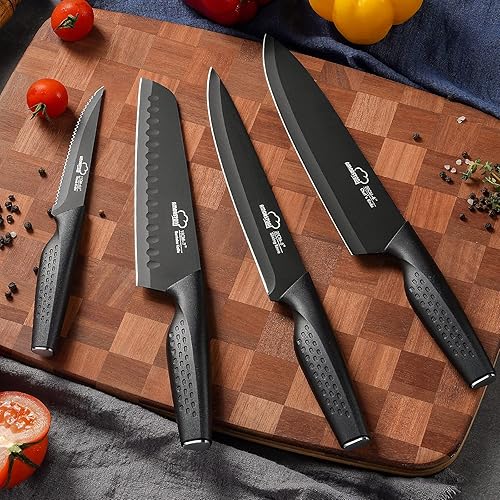 Miniatura 8 de Juego de cuchillos de cocina de 15 piezas con bloque de afilador integrado, apto para lavavajillas, juego de bloques de cuchillos de acero