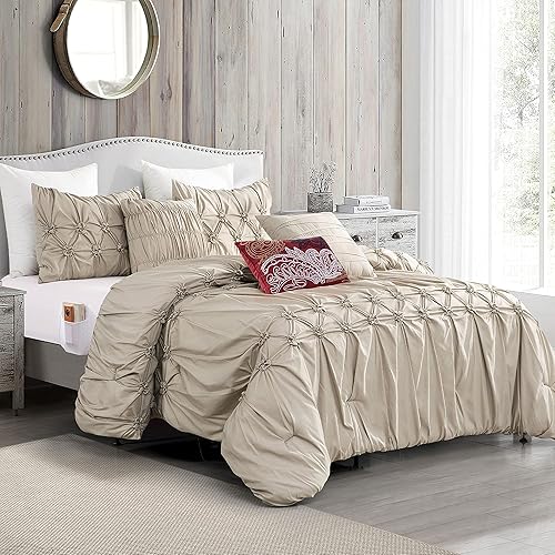 Miniatura 2 de Elegant Comfort Ella - Juego de edredón plisado de 12 piezas, juego de sábanas de 6 piezas con bolsillos inteligentes, almohadas decorativas a