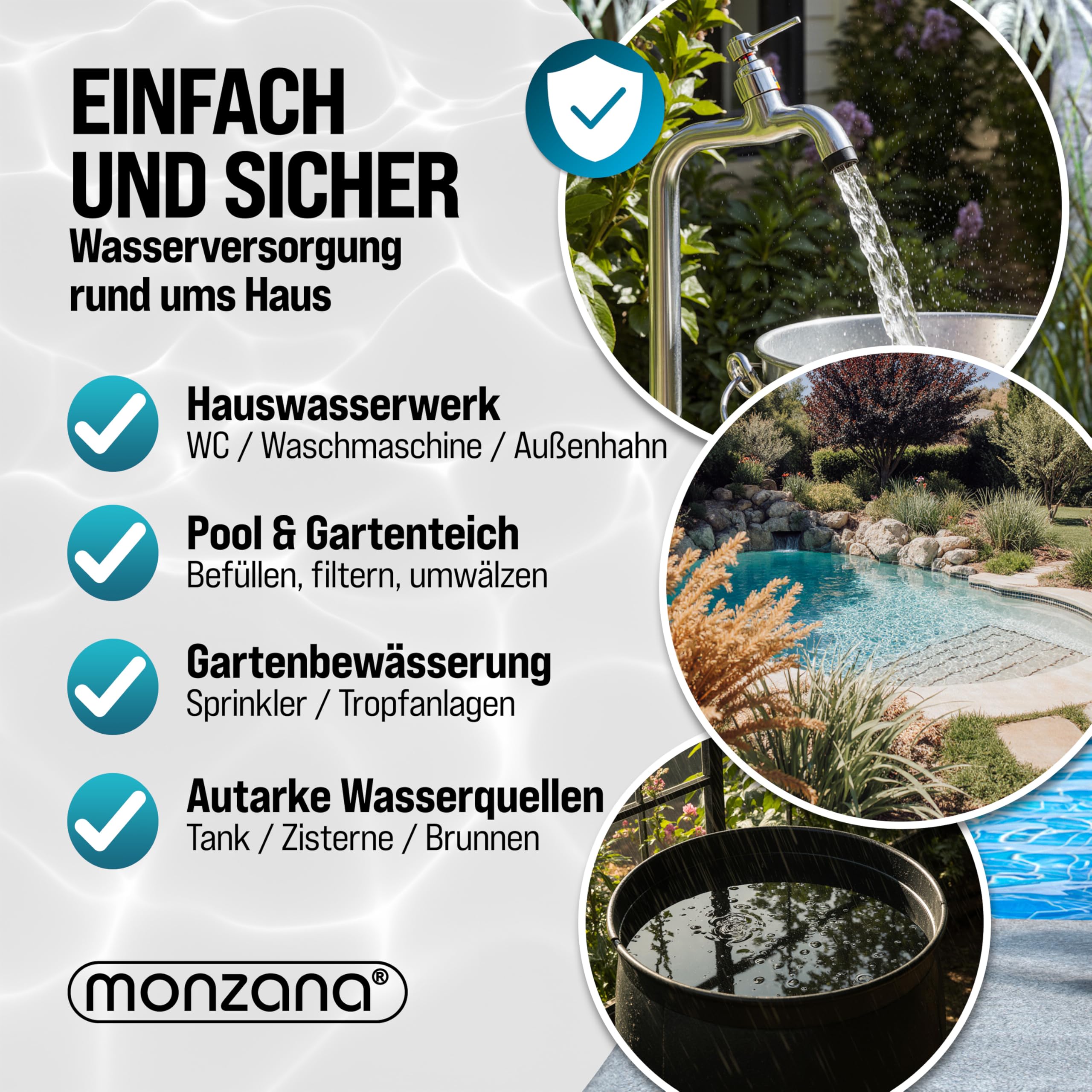 MONZANA® Druckschalter Wasserpumpe mit Kabel 10 Bar Trockenlaufschutz Pumpensteuerung Hauswasserwerk Druckwächter Gartenpumpe Drucktaster