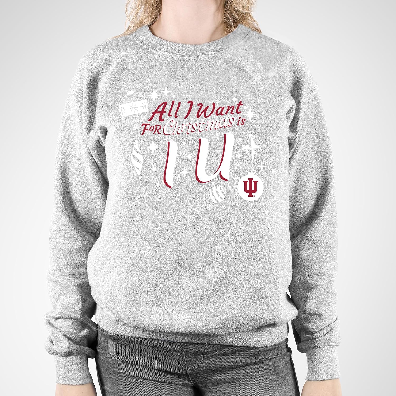 UGP Campus Apparel NCAA All I Want For Christmas Is University, Team Color Crewneck, College, University