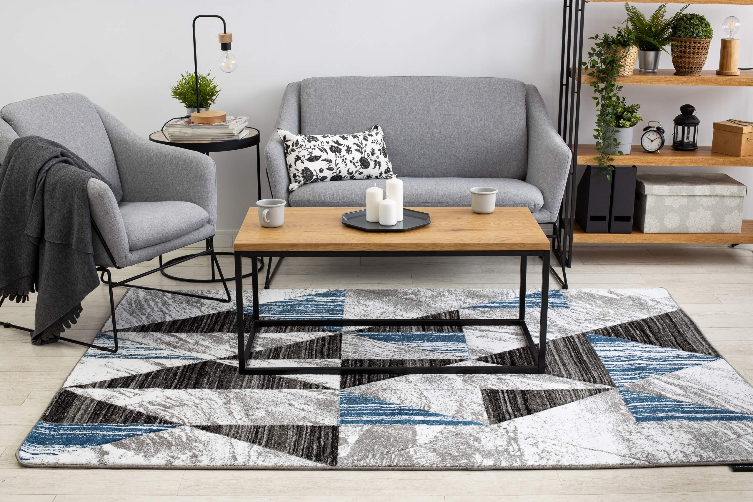 Tapis salon bleu 180x270 cm Alter Nano lavable haute qualité confort chambre