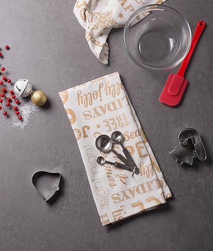 Miniatura 5 de DII Juego de toallas de cocina decorativas metálicas navideñas, 18 x 28 pulgadas, collage dorado, 2 unidades