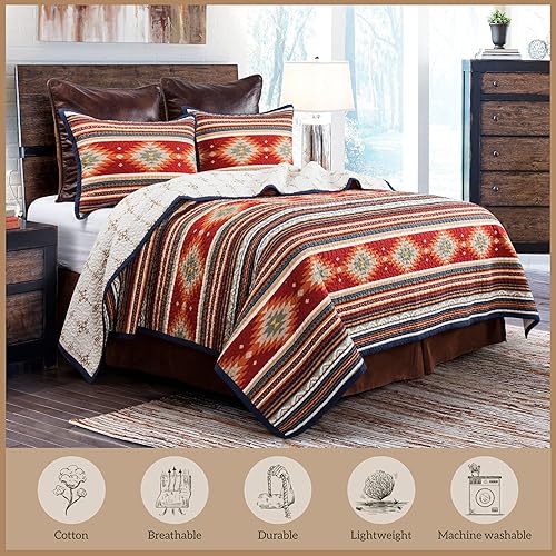 Miniatura 6 de Paseo Road by HiEnd Accents  Del Sol Western Bedding Juego de edredón de 2 piezas con funda de almohada, juegos de ropa de cama azteca de tamaño