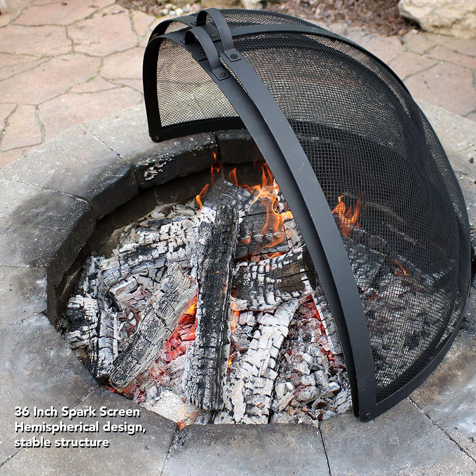 Feuerschutz Funkenschutz, 91,4 cm Halbkugeldesign, für Feuerstelle