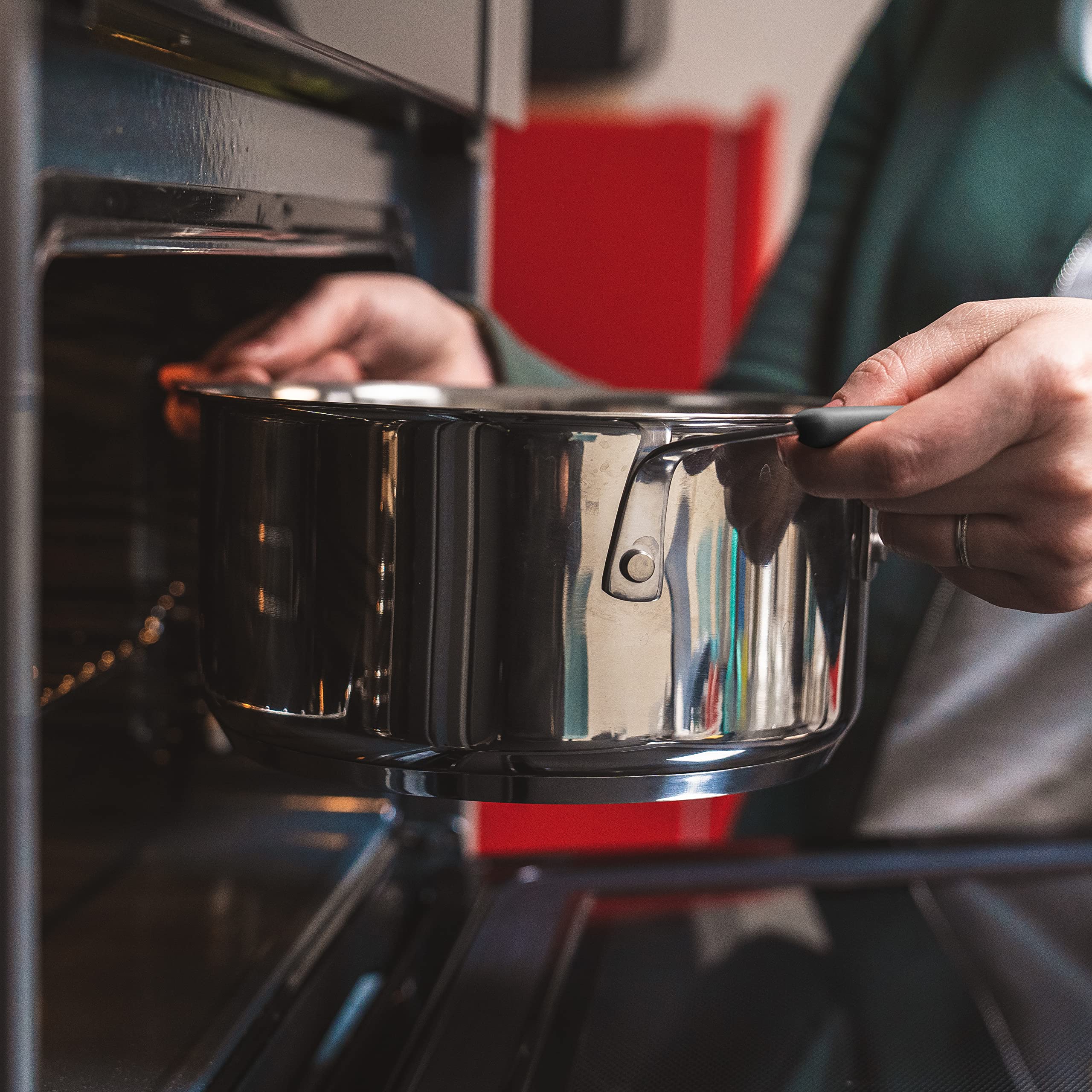 Tefal G7376S Opti'Space Topfset 6-teilig | Stielkasserolle 16 cm (inkl. Deckel) | Kochtöpfe 20/24 cm (inkl. Deckel) | Edelstahl | Thermo-Fusion-Boden | für alle Herdarten | Induktion | Grau