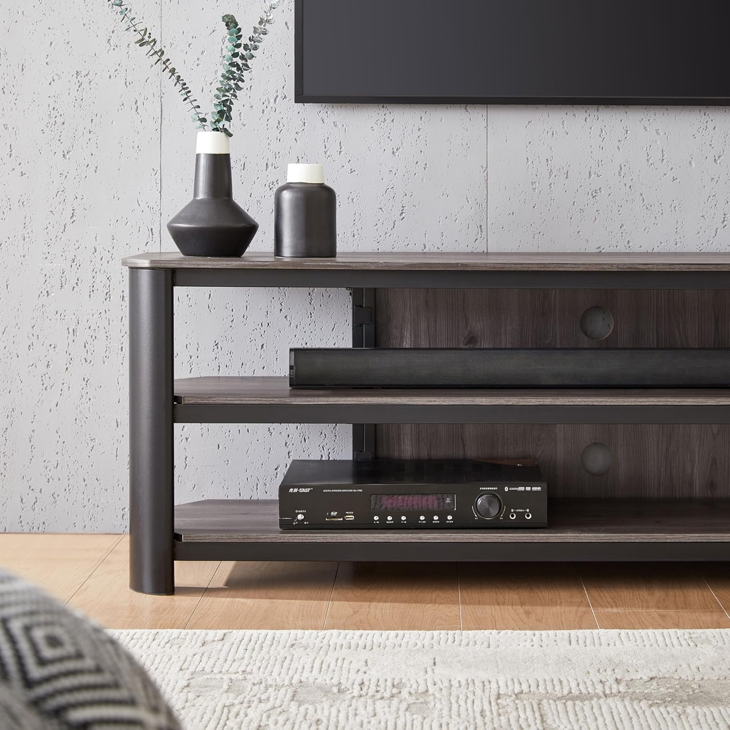 JAHRSTIM Oxford 62" Unfold Quick & Effortless Assembly Powder Coated Tv Stand