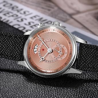 RED Star Automatic Watches for Men 40mm Seagull ST1716 Movement 5ATM Mechanical Watch Push-Button Calendar Sapphire Crystal Vintage Mens Watch