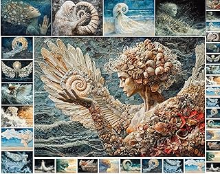 Decoupage Paper Pack (35 Sheets 6"x8") Ocean Spirits and Angels ~ Ethereal Women, Spirits, and Angels Emerging from Waves, Shells, and Seafoam in Dreamy, Romantic Fantasy Oceanic Paintings