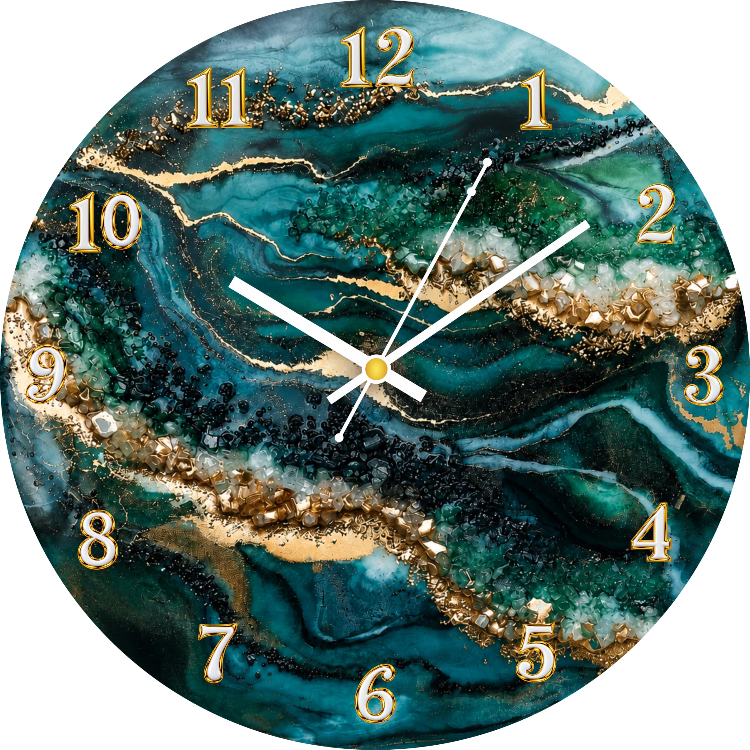 Ingo Creation 40CM Acrylic Wall Clock, Teal Green & Blue - Image 1