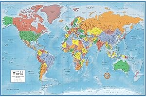 24x36 World Classic Elite Wall Map Mural Poster: Embark on a Global Expedition